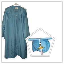 Unisex Blue 2025 Graduation Gown Mall Size XS 45 5'10"- 5' 2" Gown  Cap