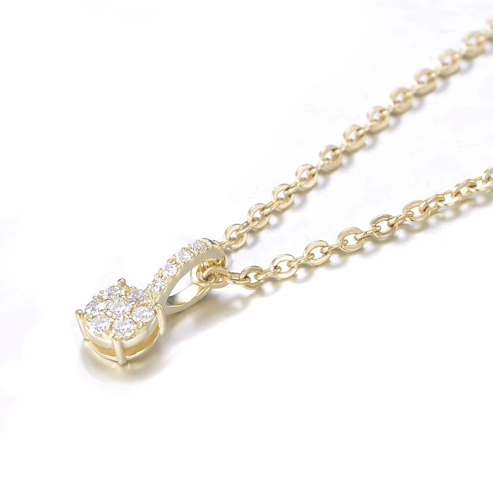 Ladies Solid 18 Carat Gold Brilliant Cut 0.1 Ct Diamond Cluster Pendant & Chain — 第 4/4 张图片