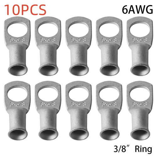 10 Stück 6 AWG 3/8" Ring Kupfer Lug Crimp Terminals Verbinder Batterie Kabel Enden - Bild 2 von 13