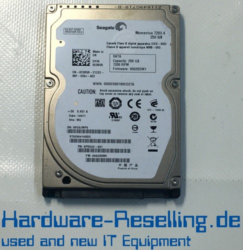 Dell 250GB 2,5" 7.2K SATA HDD ST9250410ASG 0C385R 9PSG42-0XX