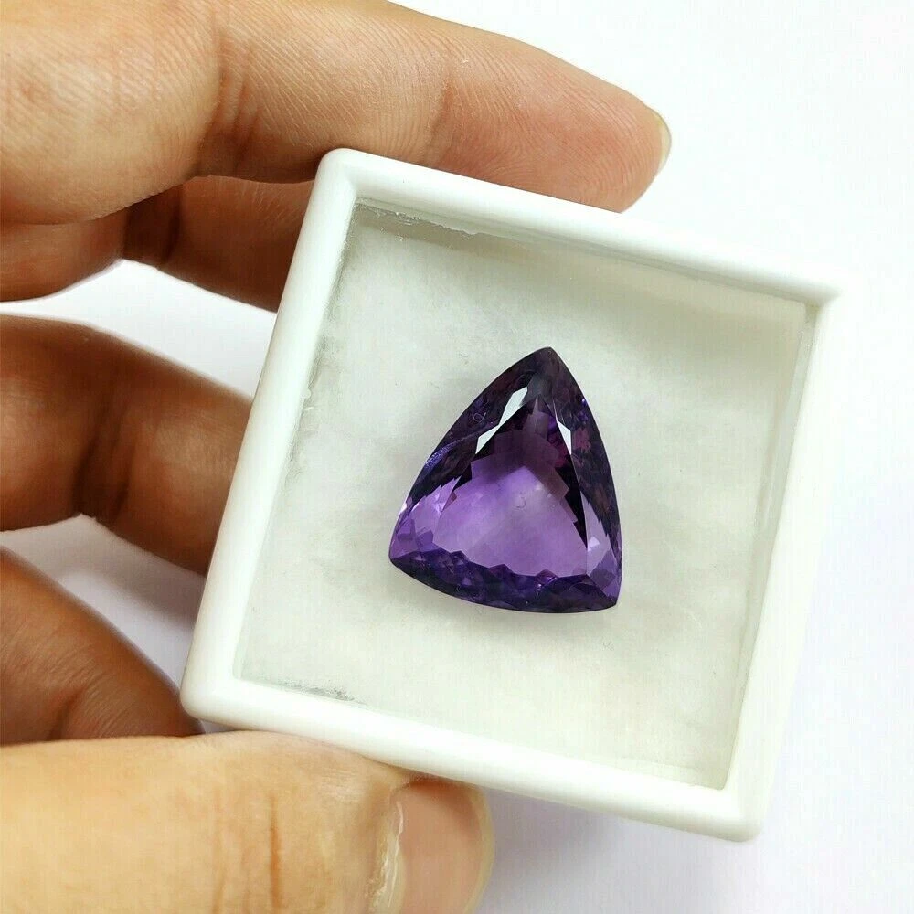 Natural Amethyst Trillion Cut Faceted Loose Purple AAA Quality