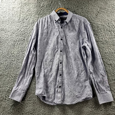 TAROCASH Mens Shirt Size S Blue White Stripe Embroidered Long Sleeve Collared