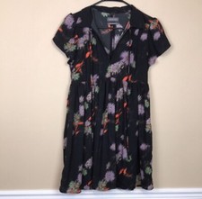 Urban Outfitters Women’s Floral Print Split Neck Baby Doll Collared Mini Dress S