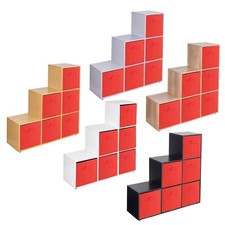 6 Cube Step Storage Bookcase Unit Shelf Drawers Baskets Home Office Organiser