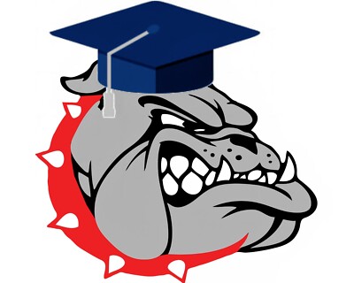Bulldog Mascot Graduation ~ Edible 2D Fondant Cake Cupcake Topper ~ D24787