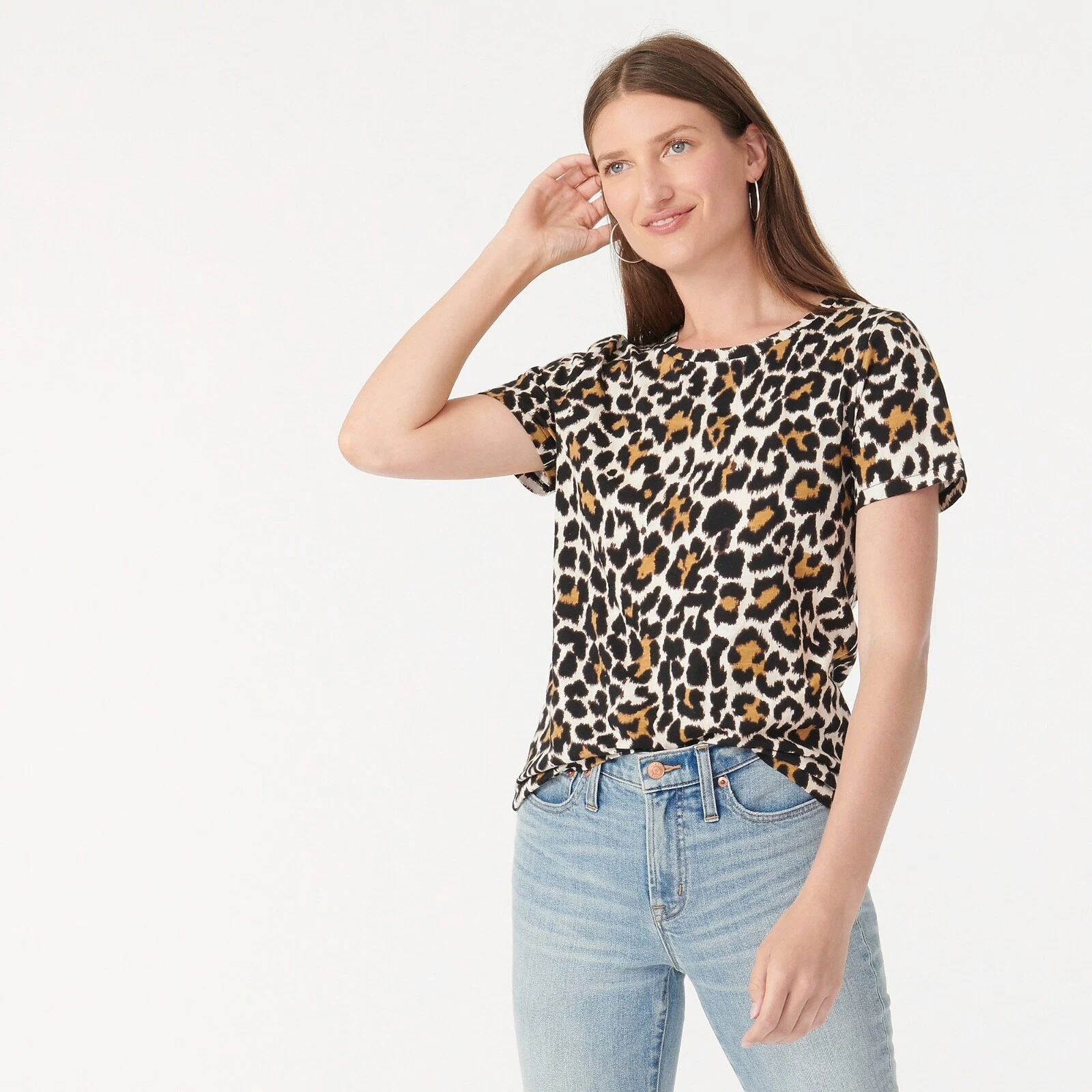 NWT J Crew Vintage Cotton T-shirt in Leopard Animal Print XS,S