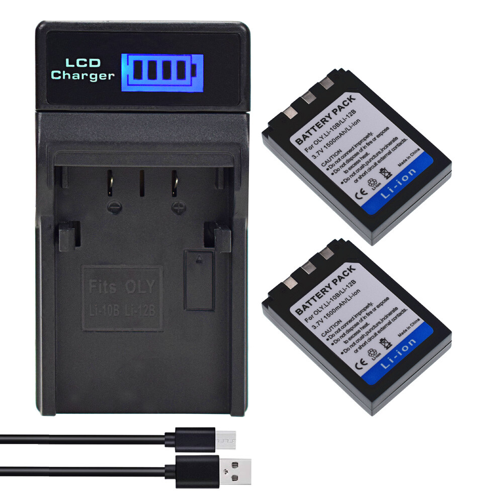 2X Li10B Li12B Battery +LCD Charger for Olympus Stylus 300 400 500