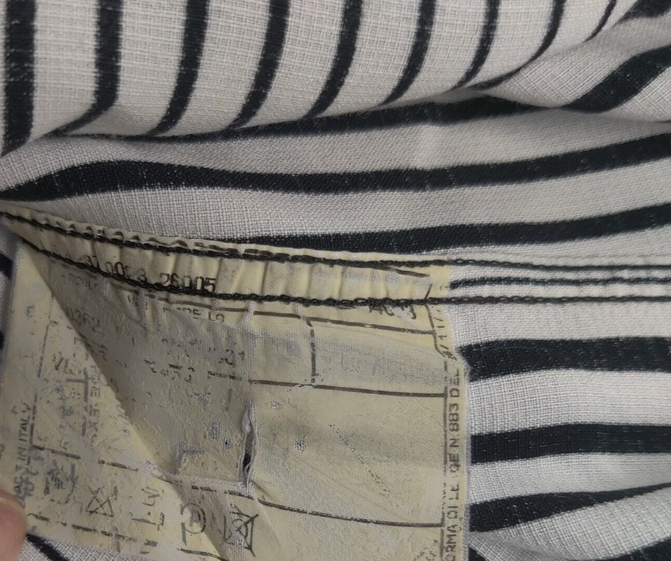 CAMISA PAL ZILERI HOMBRE GRANDE NEGRO BLANCO RAYAS SEDA DISEÑADOR CLÁSICO VESTIDO ITALIA Foto 4 de 4