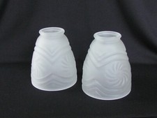 2 Vintage-Look Frosted Glass Shades Starburst Design Kitchen / Bath Pendants