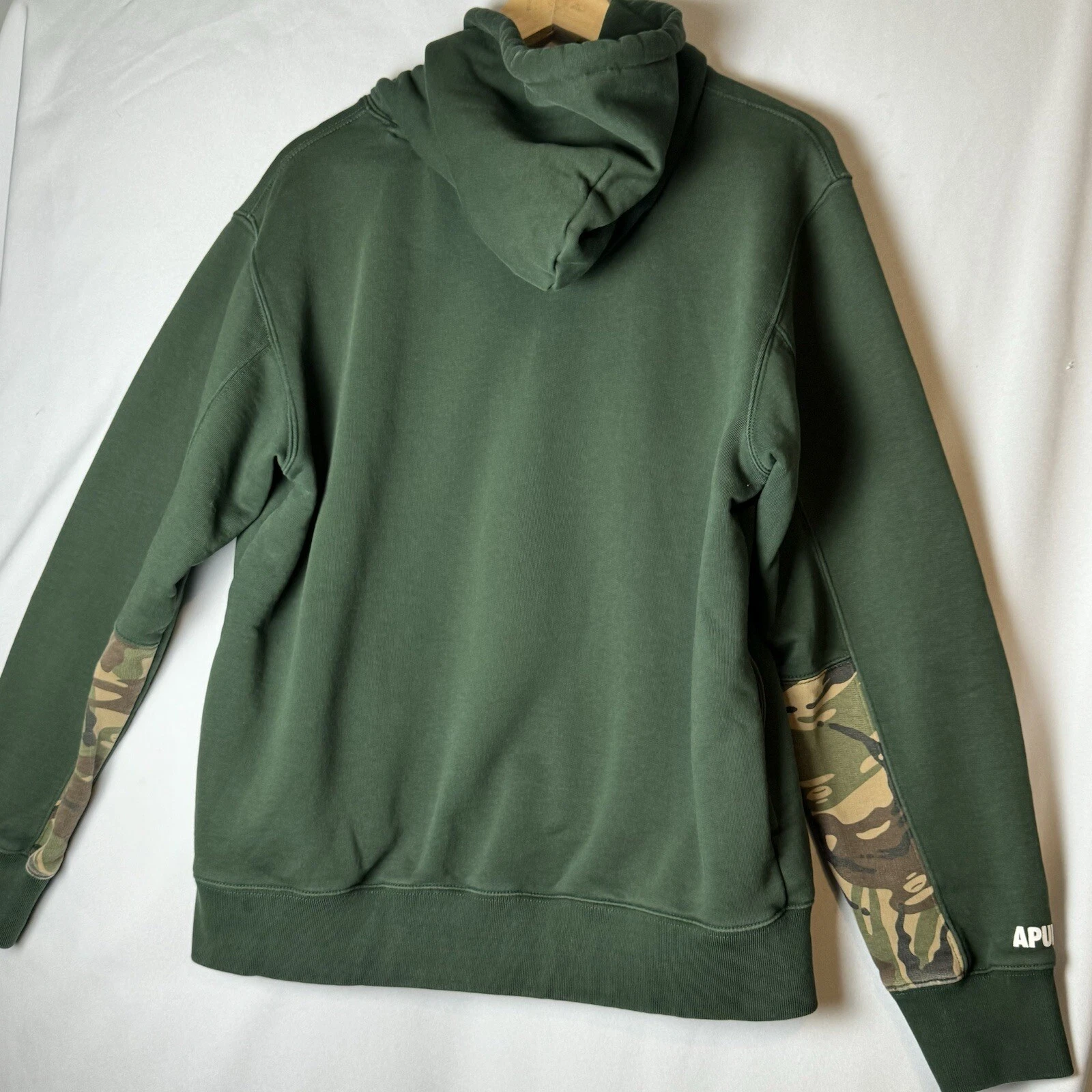 A BATHING APE (BAPE) Felpa con cappuccio donna verde Bape NYC AAPE mimetica tagliata carina rara taglia XL B167