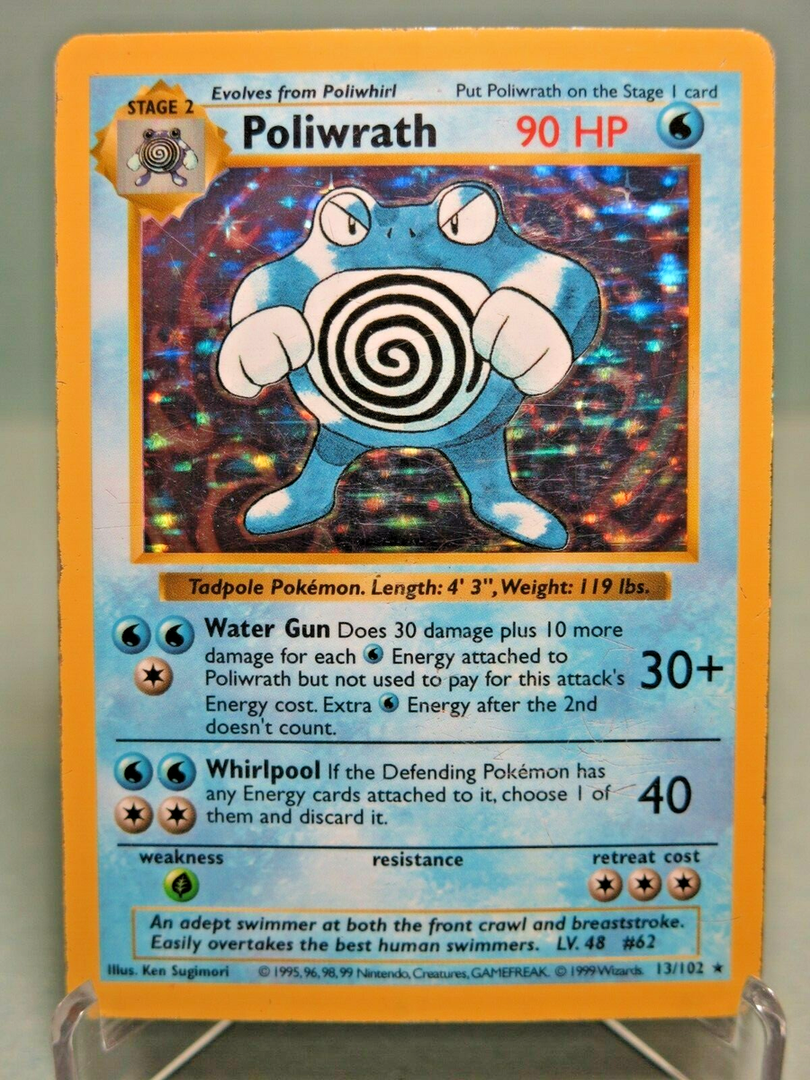 Shadowless Poliwrath 13/102 Holo Rare Base Set Pokemon Card