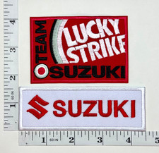 Embroidered 2-Patch Set - Motorcycles - Racing - Iron-on - Lucky Strike - Suzuki