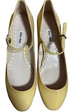 MIU MIU Patent Leather Flat Shoes Beige Women's Size EU38/US8