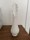 Vtg Fenton Swung Vase White Milk Glass Hobnail 12 Finger 14.5”x3”Footed Vessel