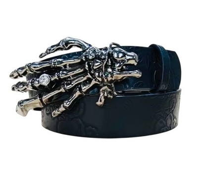 Unisex Punk Gothic Black Belt Y2K Emo Grunge Embossed Accessory NEW GIFT