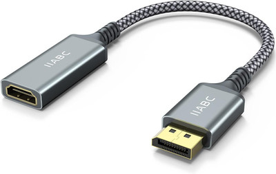 IIABC 4K DisplayPort to HDMI Adapter Cable, Gold-Plated Uni-Directional Black