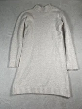 Copper Key Sweater Dress Womens Medium White Fuzzy Knit Pullover Long Sleeve