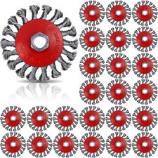 24 Pcs Wire Wheel Brush Wire Wheels With 58-11 Threaded Arbor For 4 12 Angle