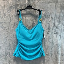 Bleu Rod Beattie Womens Lagunita Blue Ruched Tankini Swimsuit Top 12