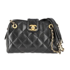 Chanel Grained Calfskin Bowling Bag Women Black One Size