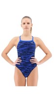 TYR Women's Durafast Elite Diamondfit Swimsuit, 32, Blue, Keyhole Back, New 22