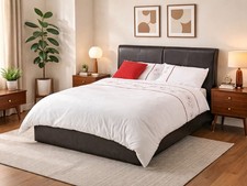 BUDAPEST STYLISH FAUX LEATHER BED FRAME METAL FRAME SLATTED BASE EX-DISPLAY