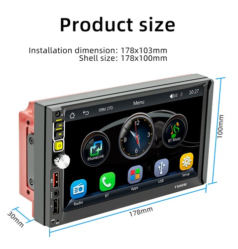 7" Double 2 DIN Car Stereo Radio MP5 Player with Wireless CarPlay & Android Auto - Picture 17 of 17