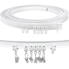 Ceiling Curtain Track, Flexible Bendable Curtain Track 12Ft Curved Sliding Ce...