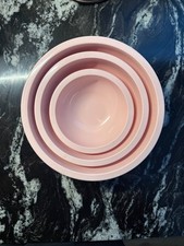 Pottery Barn Kids Set 3 Mixing Bowls Light Pink Melamine Nest Retro Play Kitchen