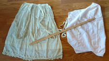 vintage lot eyelet/broderie apron maybe a tablecloth storage case?