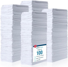 Cotton Shop Towels 14"X12" 100 Pack   Reusable Cleaning Rags White 