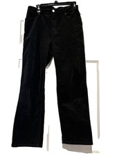Eileen Fisher sz 8 black corduroy wide leg stretch pants 5 pocket design 3146
