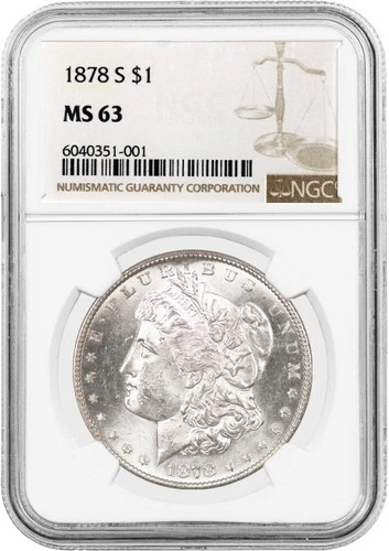 1878 S $1 Morgan Silver Dollar NGC MS63 Uncirculated Coin #001