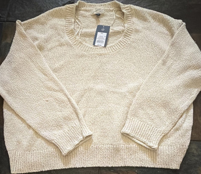 Universal Thread Knit Pullover Sweater XXL Cream White Crew Neck Long Sleeve