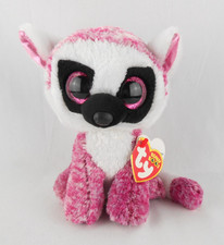 Ty Beanie Boos LeeAnn the Pink Lemur Stuffed Toy Pink Eyes Plush Ty Silk