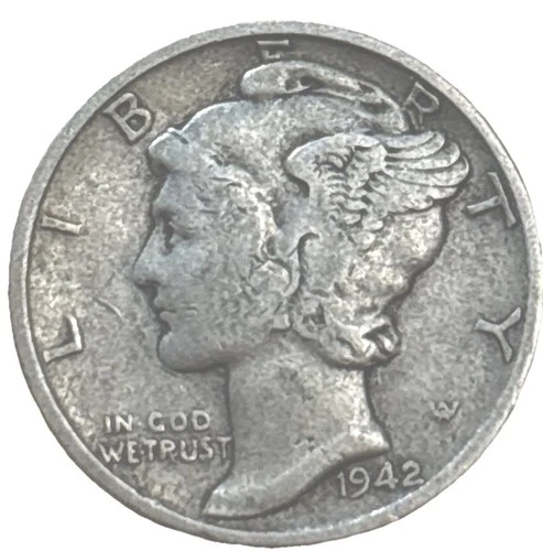 1942 Mercury Silver Dime Featuring DDO, 42 No Mint Mark ( See Photos)