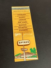 Vintage California Matchbook “Spires” Anaheim Downey Santa Ana Fullerton Carson