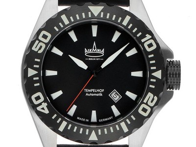 Askania Tempelhof Stahl Automatik Armband Leder 48mm Ref.TEM-6005 Box&Pap. Neu