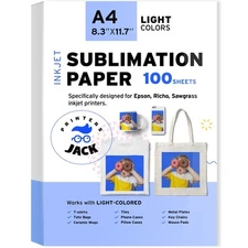 Printers Jack Sublimation Paper - Heat Transfer Paper 100 Sheets 8.3" 