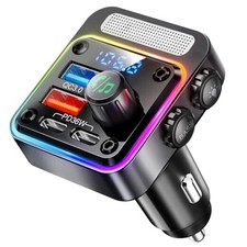 54W Bluetooth 5.3 Car Adapter with 4 Charging Ports PD 36W  QC3.0 A-Black
