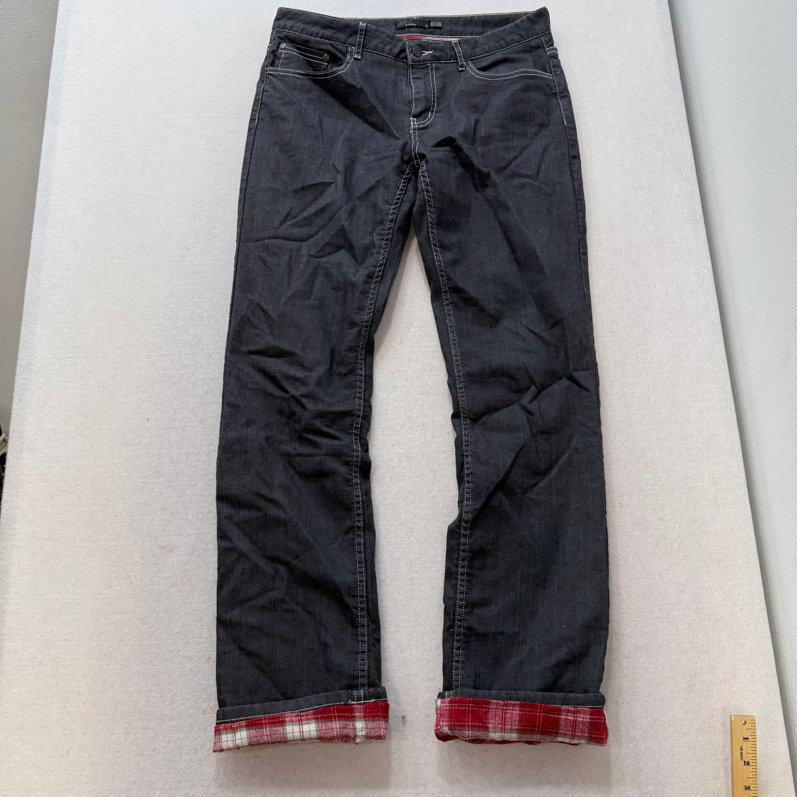 Prana washed dark grey denim jeans with front slant pockets 