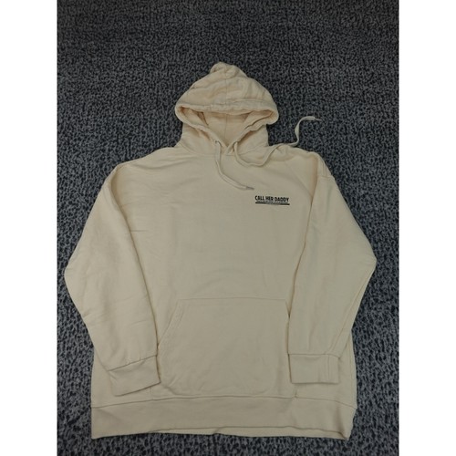 Vision Noisia Call Her Daddy Hoodie Mens Medium Cream Graphic Podcast Pullover