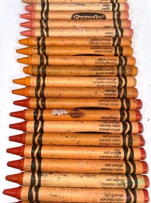 42x Crayola Crayons Orange Scarlet Apricot Melon Sepia Tan Brown