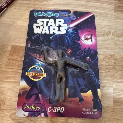 Vintage Star Wars Bend-Ems Bendable Figures 1993 JusToys Luke & C-3PO (two)