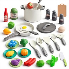 35Pcs Kids Kitchen Toy Accessories, Toddler Pretend Cooking Playset with Play...