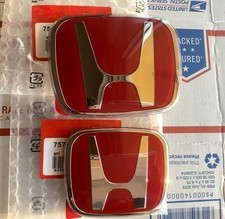 2 Pack Front And Rear Badge Red H Emblem Fits For 2016-2021 Civic Sedan 4door
