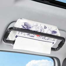 3" Car Tissue Holder with Clips Plastic Sun Visor Napkin Holder Black