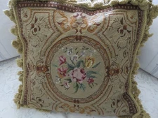 Vintage Aubusson style Old World Pattern Petit Point NWOT Needlepoint Pillow 20"