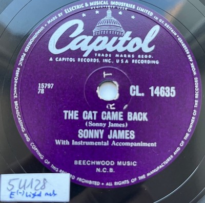 78rpm COUNTRY SONNY JAMES Hello Old Broken Heart /The Cat Came Back JUKEBOX
