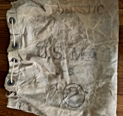 Vintage Domestic US Mail Bag #2 Heavy Canvas Mail Carrier metal